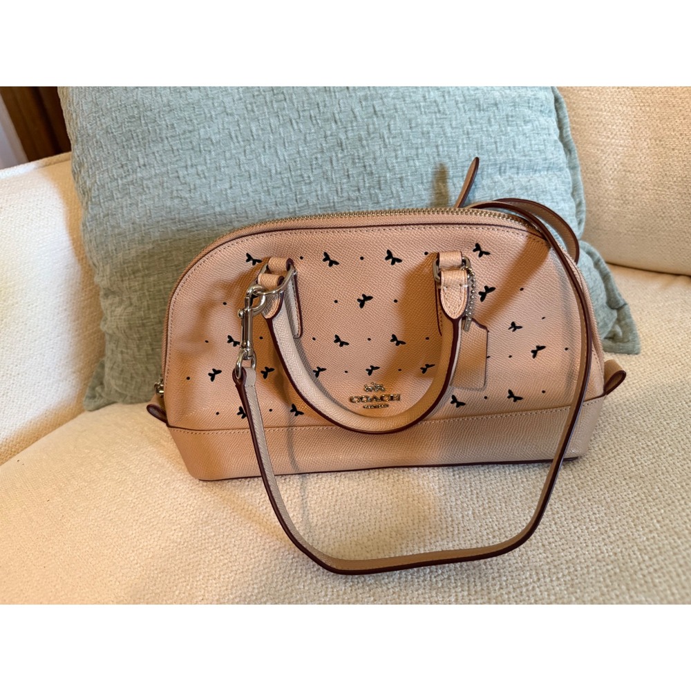 Coach Sierra Satchel‎ Butterfly Laser Cut Beige Crossgrain Leather Dome Bag
